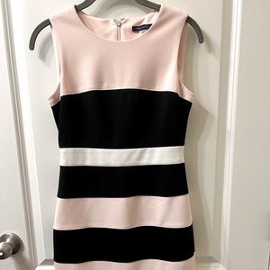 Sweet pale pink,creme and navy sleeveless dress
